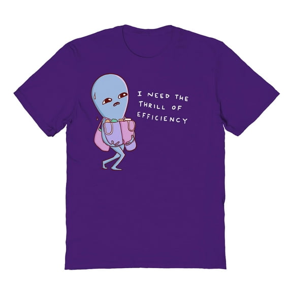 Nathan W Pyle Thrill Of Efficiency Graphic Purple Men's Cotton T-Shirt