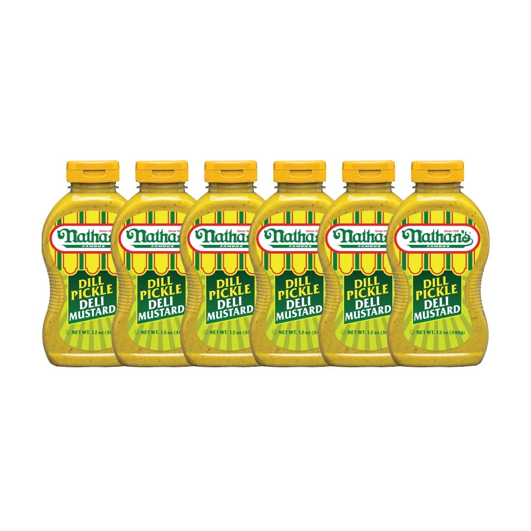 Nathan's Famous Dill Deli Style Mustard, 12 oz Squeeze Bottle, 6 Pack