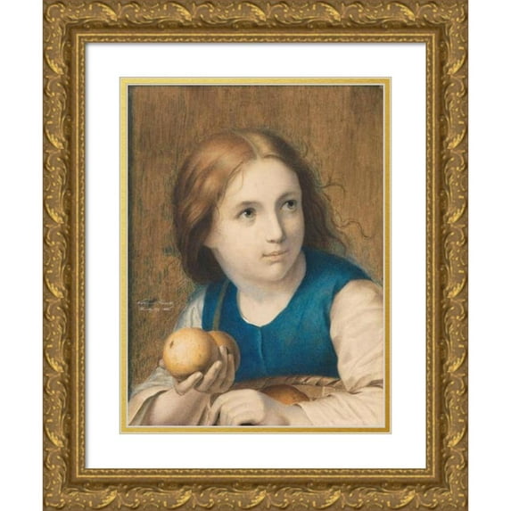 Nathanaël Schmitt 15x18 Gold Ornate Wood Frame and Double Matted Museum Art Print Titled - The Small Apple Seller (1862)