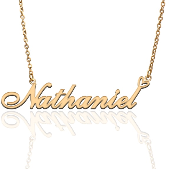Nathaniel Custom Name Necklace Customized Personalized Plated Name Necklace for Mother Daughter Friendship Women Valentine's Day Christmas Birthday New Year Gold