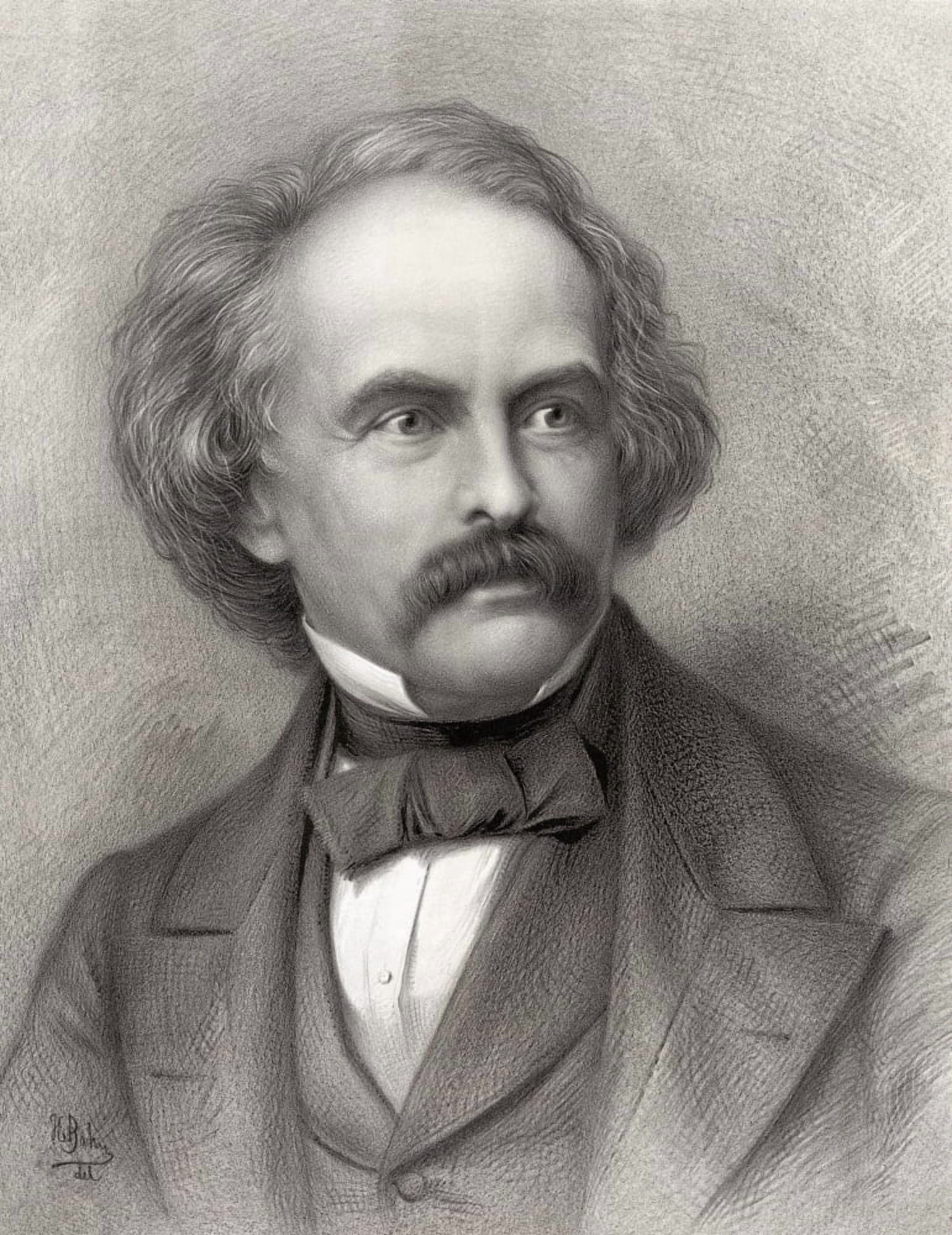 Nathaniel Hawthorne 1804 -1864 American Author Canvas Art - Ken Welsh Design Pics (12 x 16)