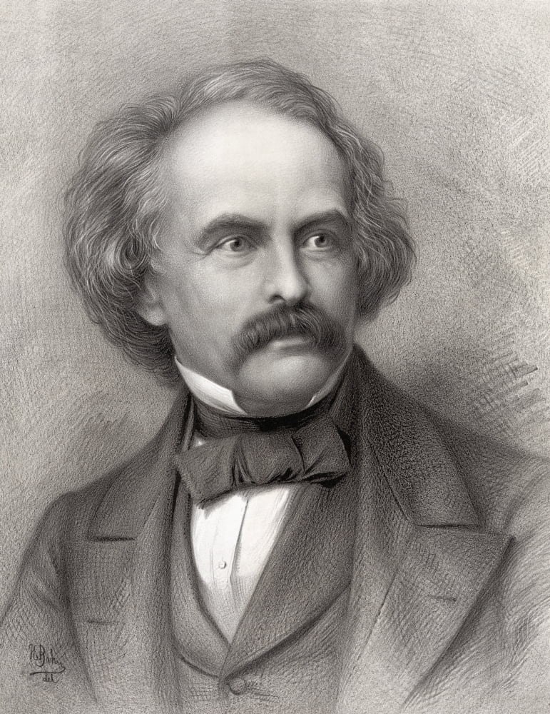 Nathaniel Hawthorne 1804 -1864 American Author Canvas Art - Ken Welsh Design Pics (24 x 32)