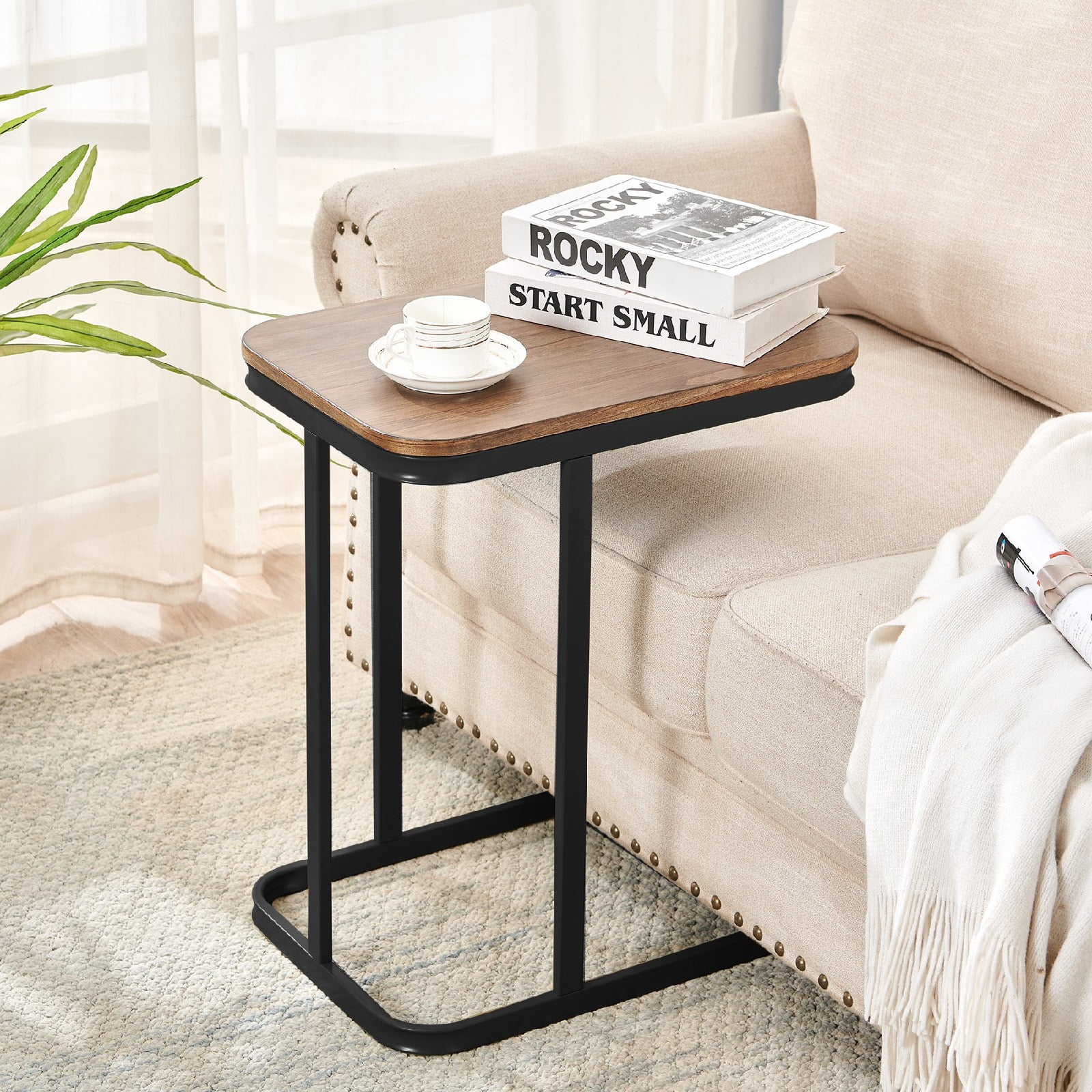 Nathaniel Home 23" H CShaped Sofa Side End Table, legant Modern Sofa Side Table, Square End