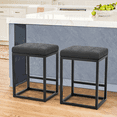 thumbnail image 1 of Nathaniel Home 24 Inch Bar Stools Set of 2, Modern PU Leather Metal Barstool, Backless Kitchen Dining Cafe Stool, Upholstered Bar Stool with Footrest, Dark Gray, 1 of 7