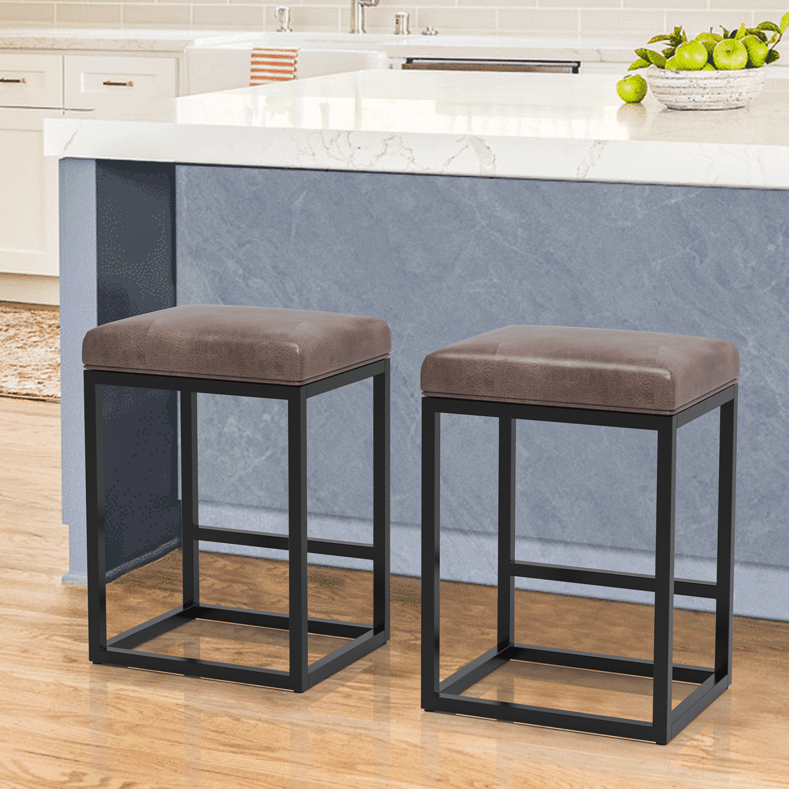 Metal bar stools discount with leather seats