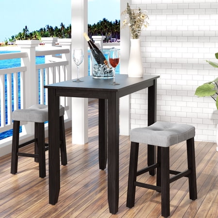 Nathaniel Home, 3 Piece Dining Table Set, Counter Height Dining Sets, Table and Chairs Set, Rectangle Table and Upholstered Chairs, for Kitchen, Oak