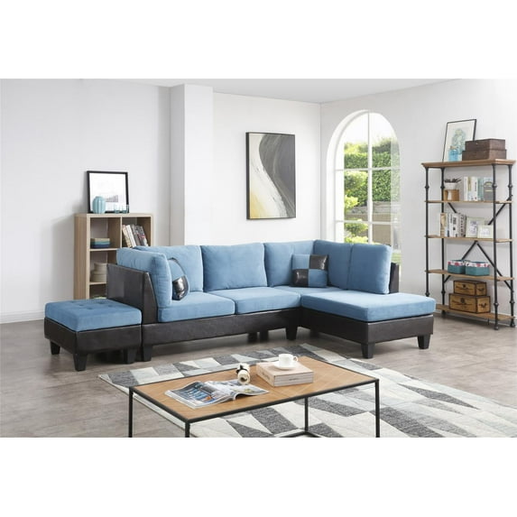 Nathaniel Home Bonded Leather Champion Sectional Set with Ottoman, Multiple Colors
