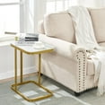 thumbnail image 1 of Nathaniel Home C-Shaped Sofa Side End Table, Legant Modern Sofa Side Table, Square Under Sofa Tables, with Painted Metal Frame, Gold/White, 1 of 6