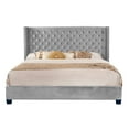 thumbnail image 1 of Nathaniel Home, King Upholstered Platform Bed Frame, Low Profile Deep Button Tufting Bed Frames, with Diamond Nailhead Trim Wingback Headboard, Gray, 1 of 8