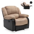 thumbnail image 1 of Nathaniel Home Manual Single Recliner Chair, PU Leather Upholstered Couch Sofa, Tufted Reclining Sofa, Plush Scoop Theater Seating, Lounge Chair for Living Room, Beige, 1 of 7