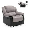 thumbnail image 1 of Nathaniel Home Manual Single Recliner Chair, PU Leather Upholstered Couch Sofa, Tufted Reclining Sofa, Plush Scoop Theater Seating, Lounge Chair for Living Room, Gray, 1 of 7
