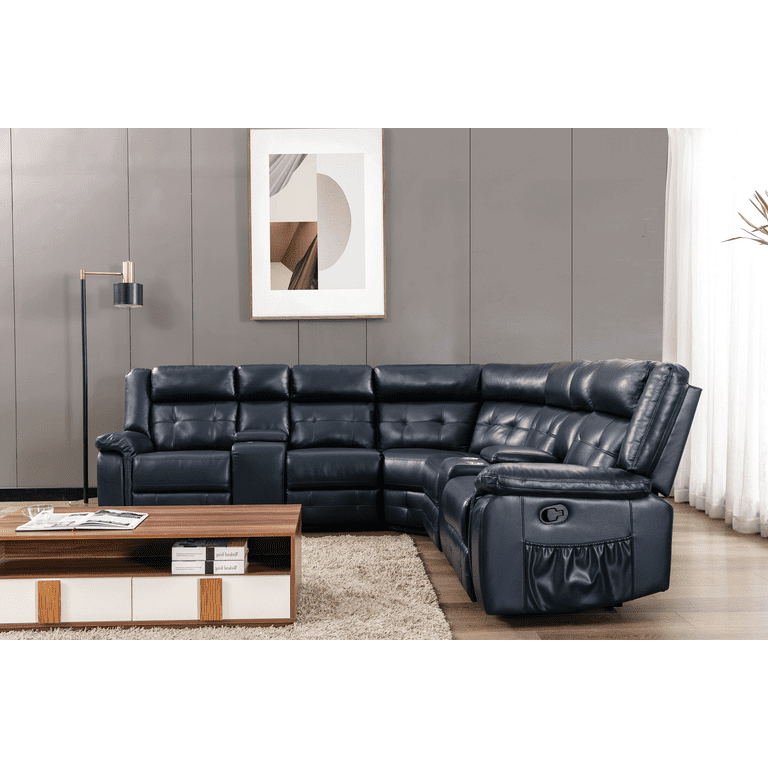 Pu Leather Reclining Sectional Sofa Set