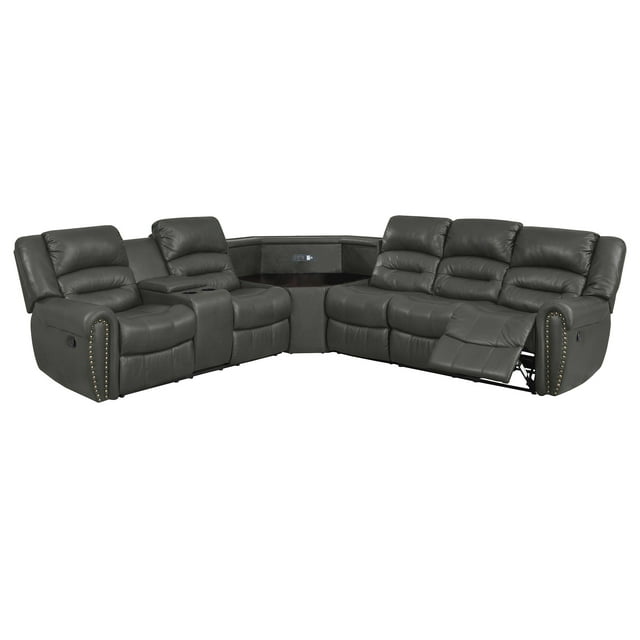 Nathaniel Home PU Leather Sectional Sofa Set, Reclining Couch for ...