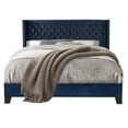 thumbnail image 1 of Nathaniel Home, Queen Beds, Upholstered Platform Bed Frame, Low Profile Deep Button Tufting Bed Frames, with Diamond Nailhead Trim Wingback Headboard, Blue, 1 of 7