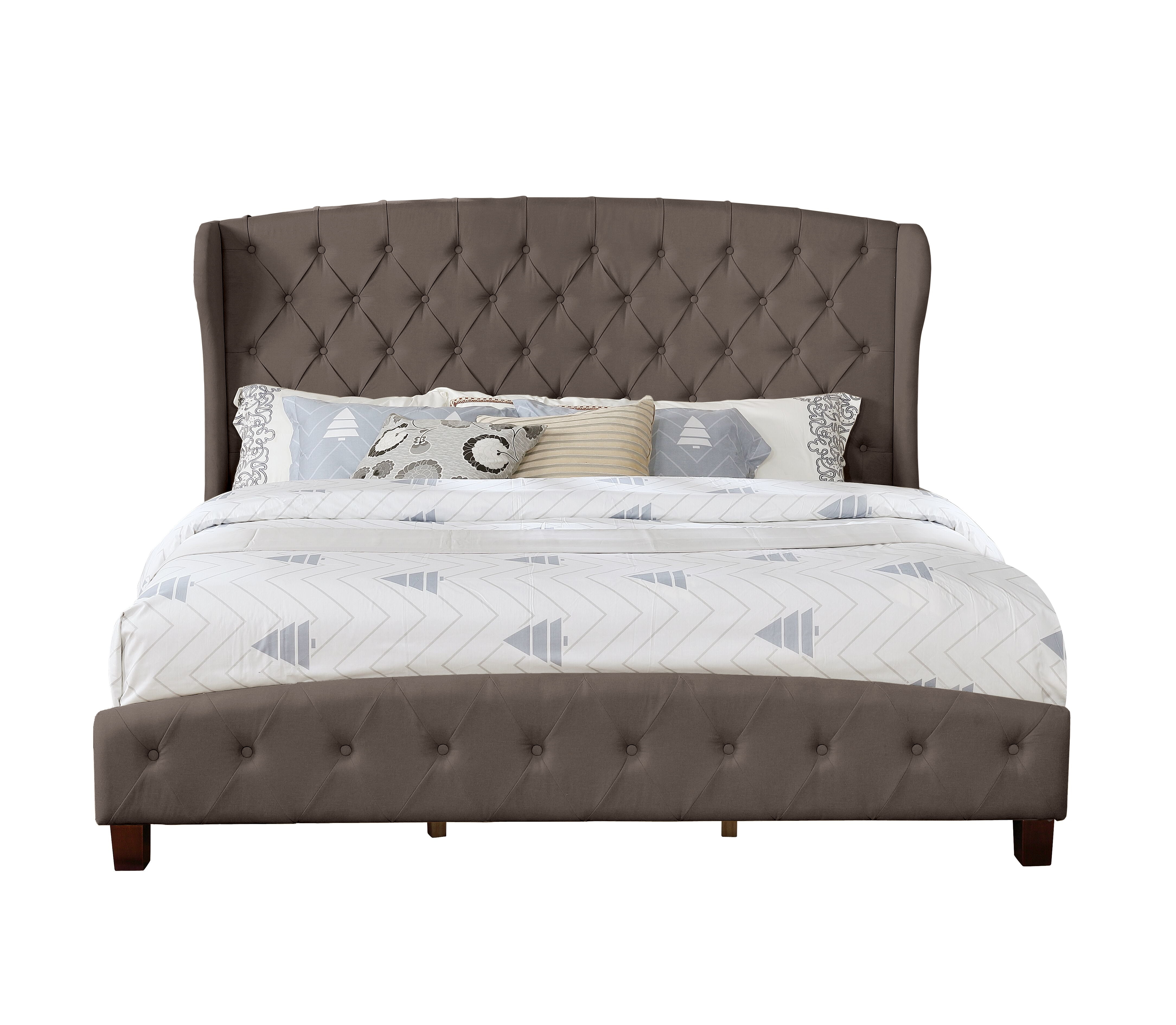 Nathaniel Home Queen Size Upholstered Shelter Bed, Brown