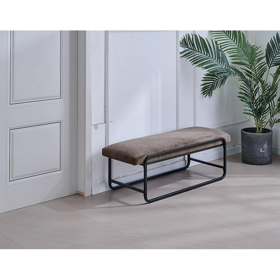 Nathaniel Home Upholstered Bedroom Benches, 60 inch Kids Ottoman Vegan Leather Footrest Stool, Accent Bench for Entryway Bedroom End of Bed, Brown