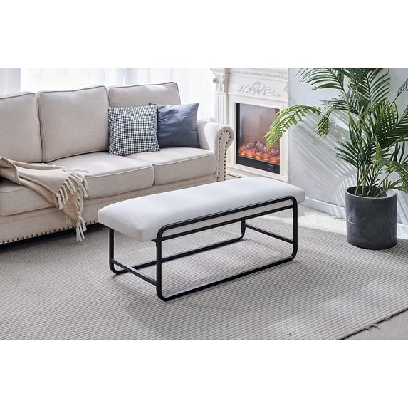Nathaniel Home Upholstered Bedroom Benches, 60 inch Kids Ottoman Vegan ...