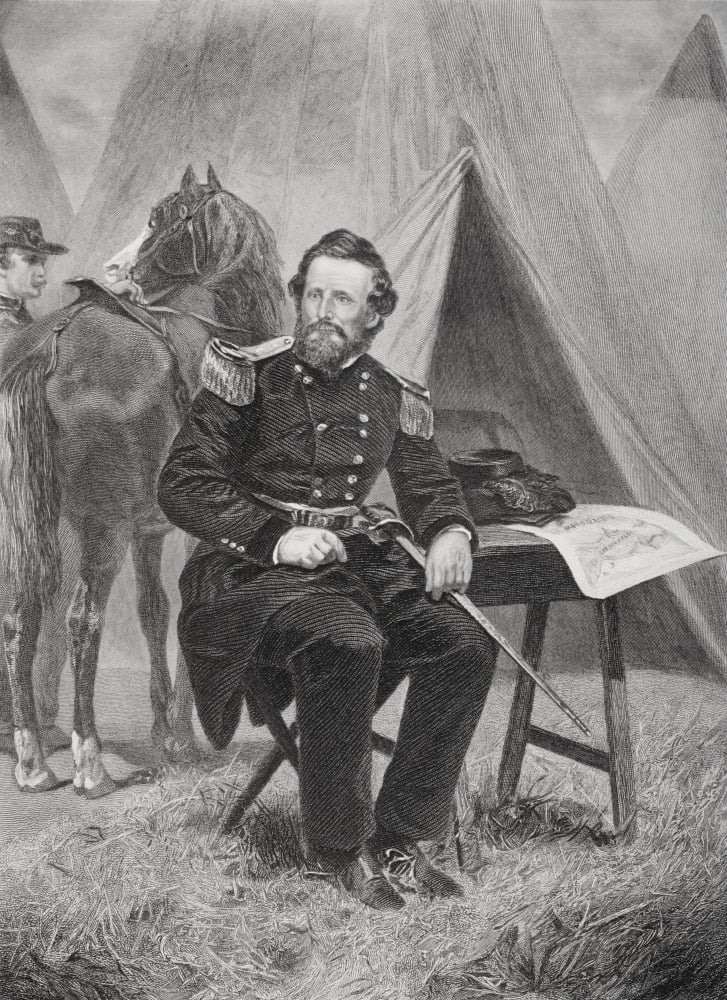 Nathaniel Lyon 1818 To 1961 Union Brigadier General Killed At Battle Of Wilsons Creek From Painting By Alonzo Chappel Canvas Art - Ken Welsh Design Pics (12 x 17)