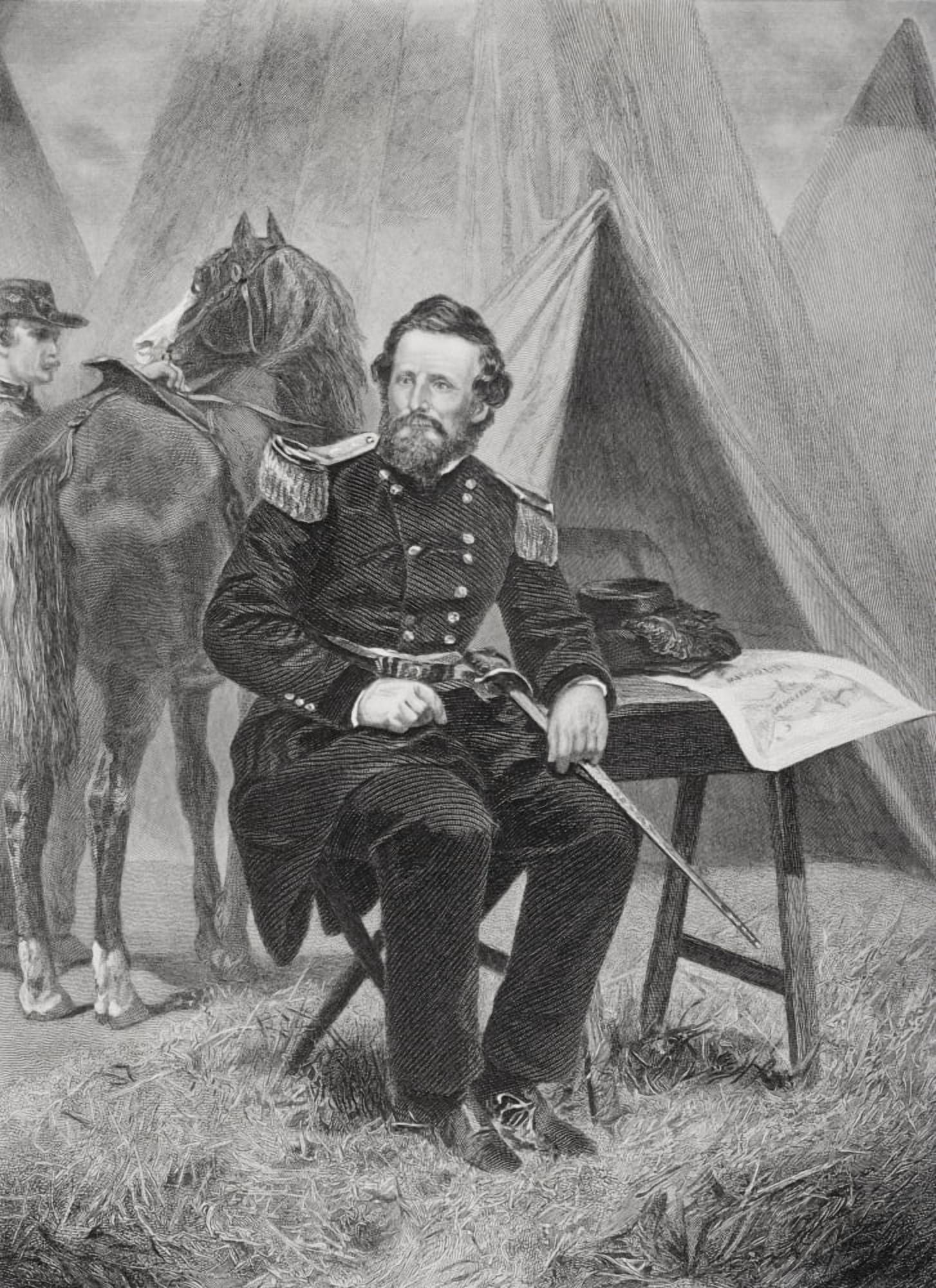 Nathaniel Lyon 1818 To 1961 Union Brigadier General Killed At Battle Of Wilsons Creek From Painting By Alonzo Chappel Canvas Art - Ken Welsh Design Pics (24 x 34)