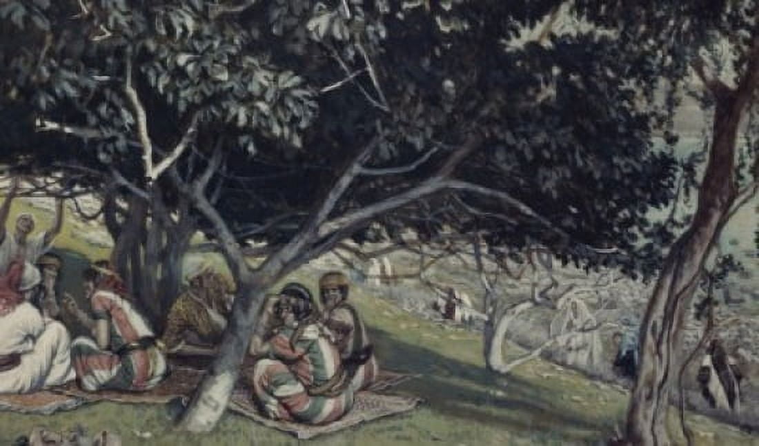 Nathaniel under the Fig Tree (Bartholomew) James Tissot (1836-1902 French) Canvas Art - James Tissot (18 x 24)