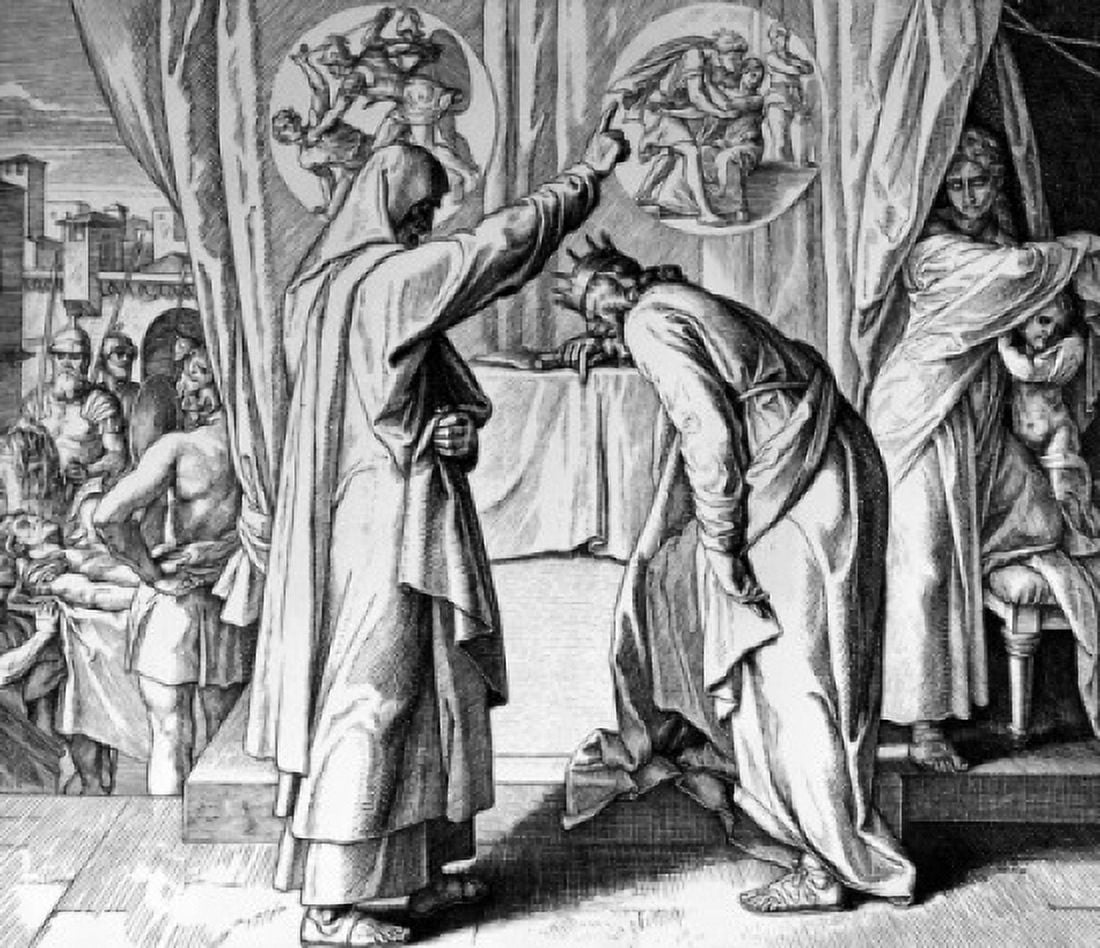 Nathans Penitential Sermon by Julius Schnorr von Carolsfeld print 1794-1872 Canvas Art - Julius Schnorr von Carolsfeld (24 x 36)