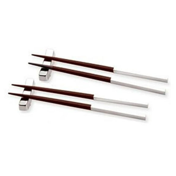 Natico Wood Chopsticks With Rests Honey/Silver 60-603SET