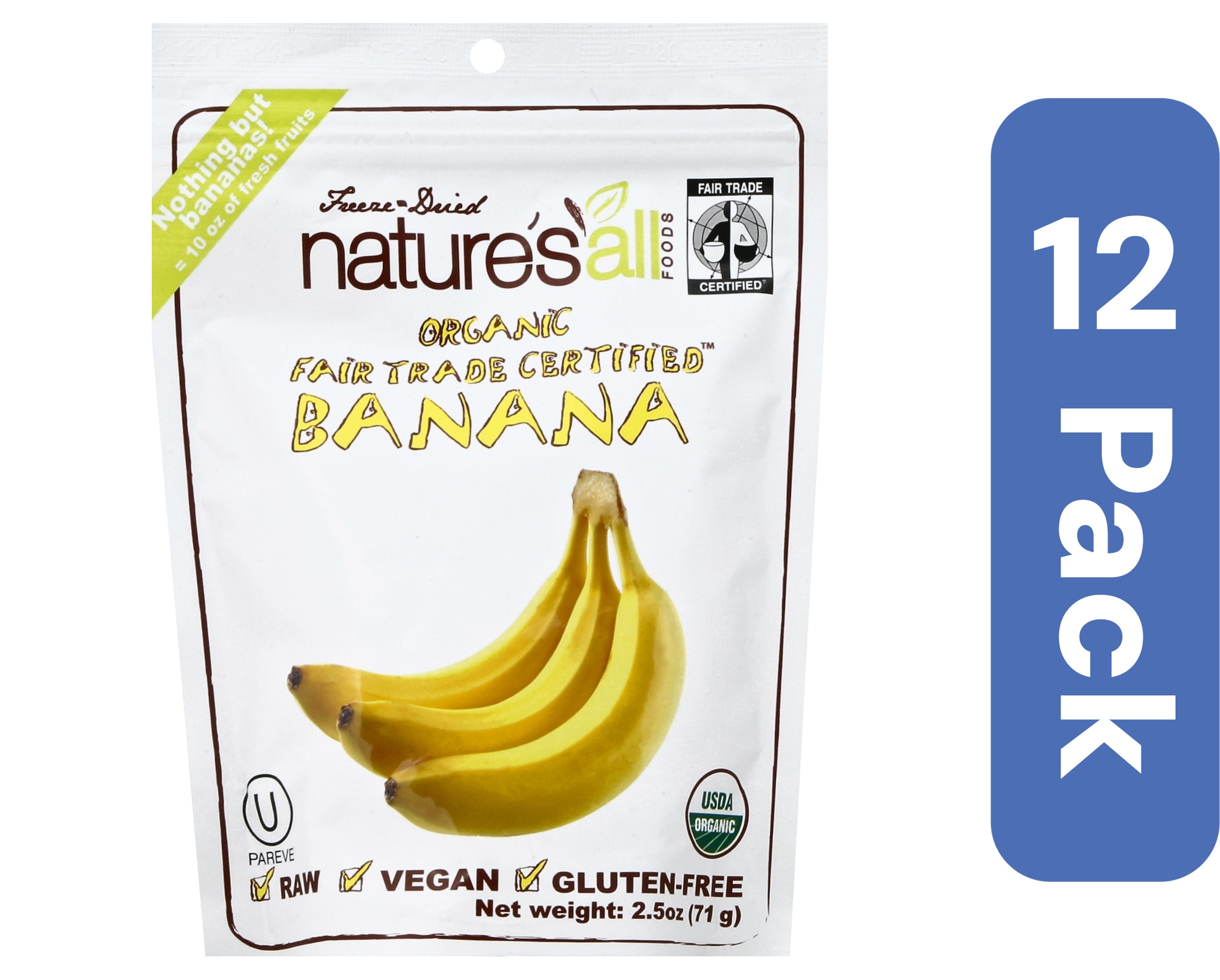 Natierra Frozen Dried Raw Banana 2.5 oz (Pack of 12)