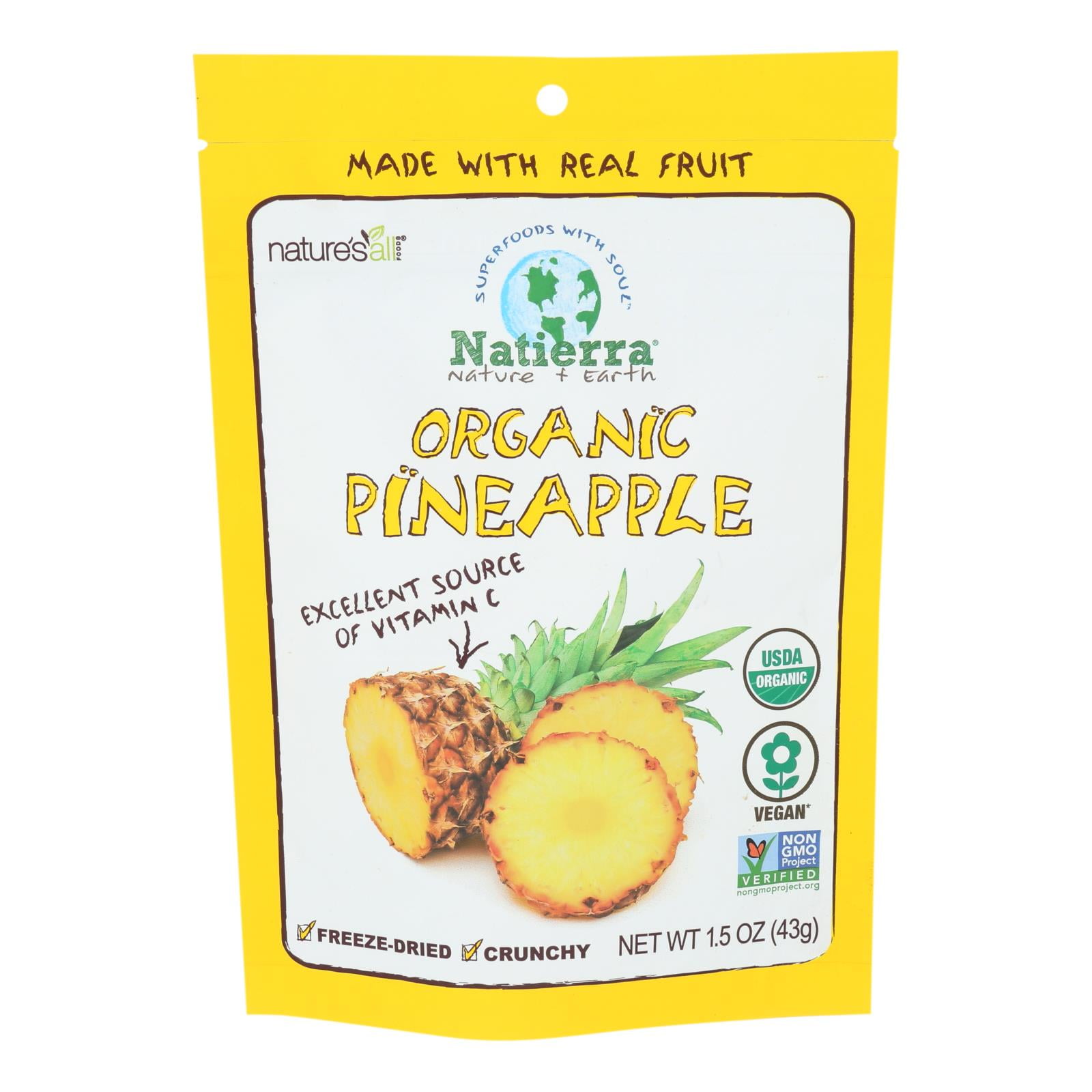 Natierra, Pineapple, Organic, Freeze Dried, 1.5 Oz