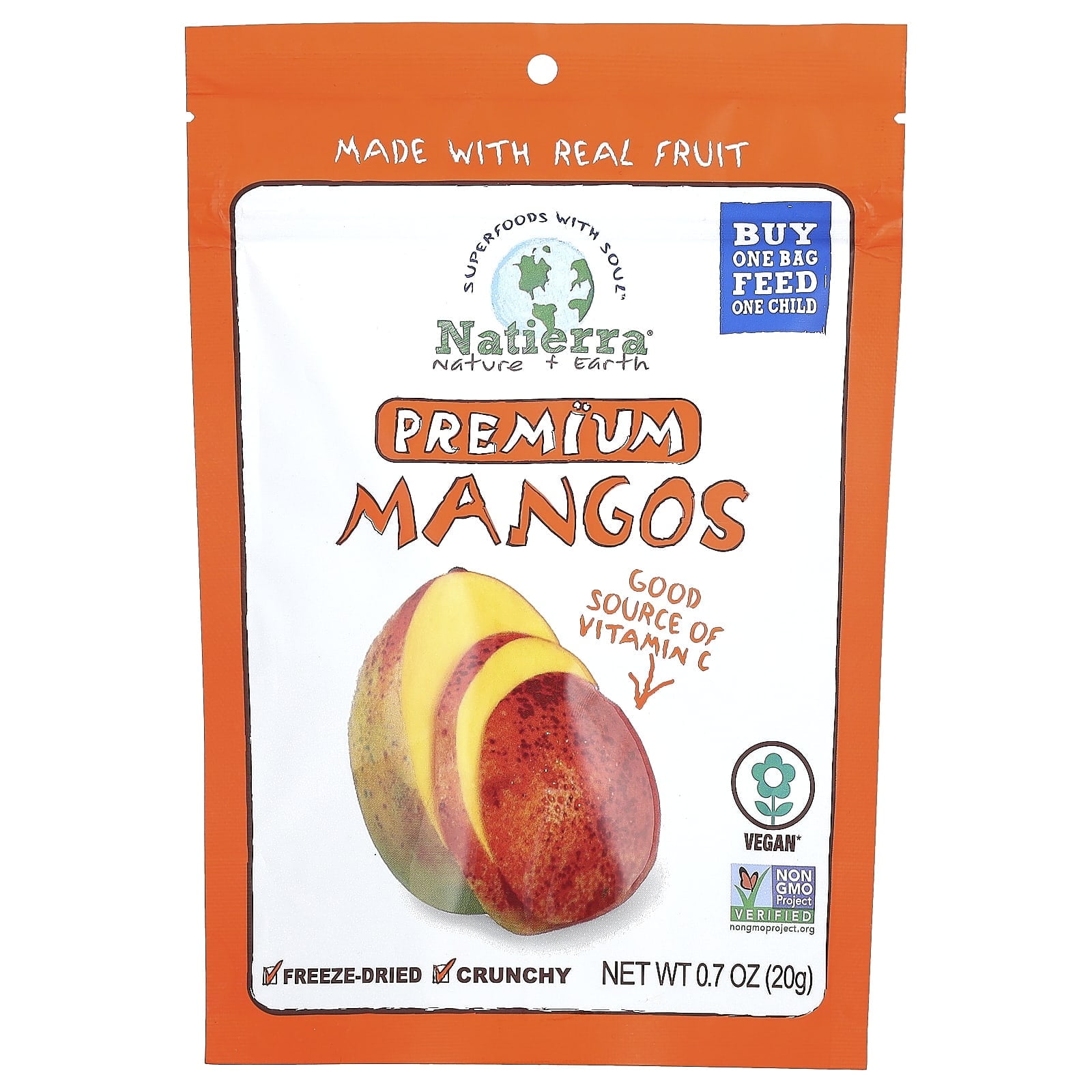 Natierra, Premium Freeze Dried Mangos, 0.7 oz (20 g)