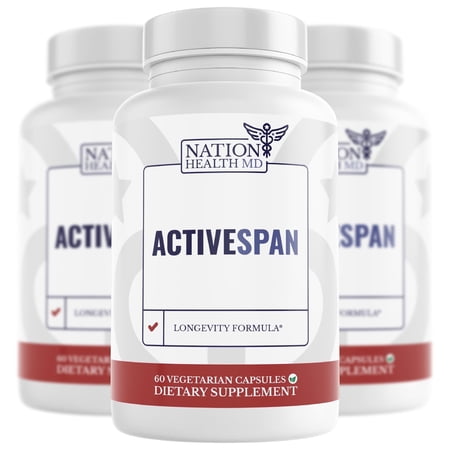 Nation Health MD ActiveSpan; Telomere Longevity Supplements with Ashwagandha, Catâs Claw, Astragalus