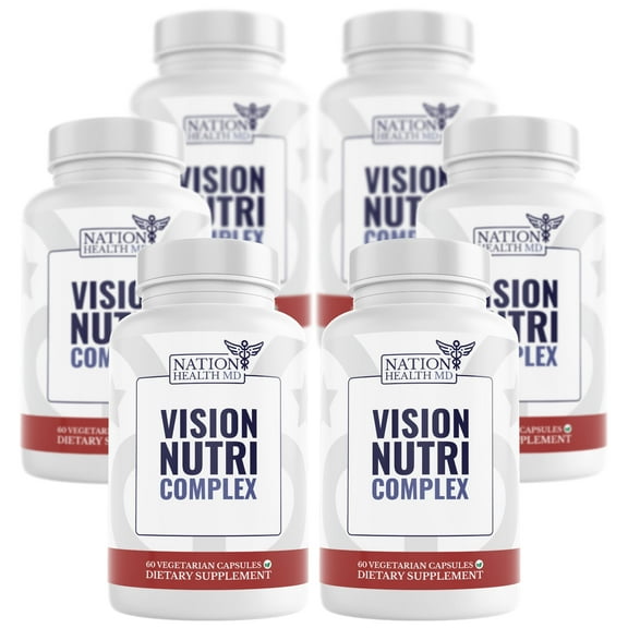 Nation Health MD Vision Nutri Complex - Lutein and Zeaxanthin Supplements, Eye Vitamins with Bilberry x6