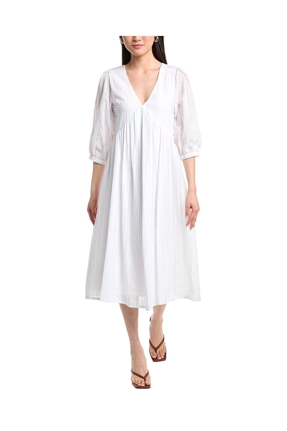 womens Aya Midi Dress, xs, White