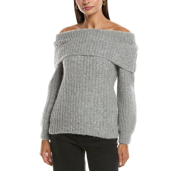 Nation LTD womens Serena Off-Shoulder Alpaca-Blend Sweater, m, Gray