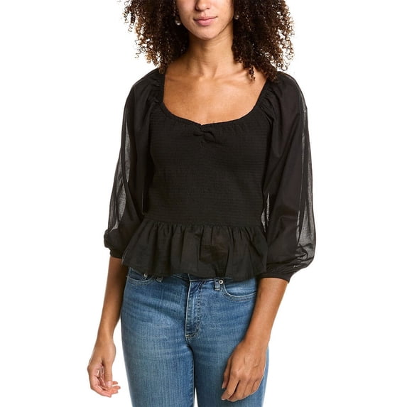 Nation LTD womens Tiana Combo Peplum Top, m, Black