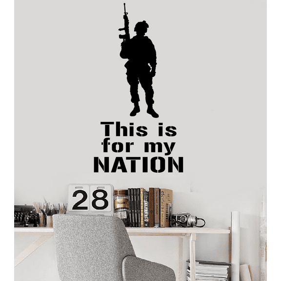 This Is For My Nation - Quote U.S. Military Army Soldiers Heroes Silhouette Vinyl Wall Decal Wall Sticker Art Decoration Home Room Design Bedroom Office Class Room Living Room Décor Size (40x16 inch)