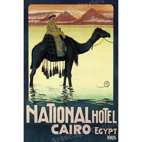 National 1900S Hotel Cairo Egypt Pyramids Travel Office Poster , Poster Print Only