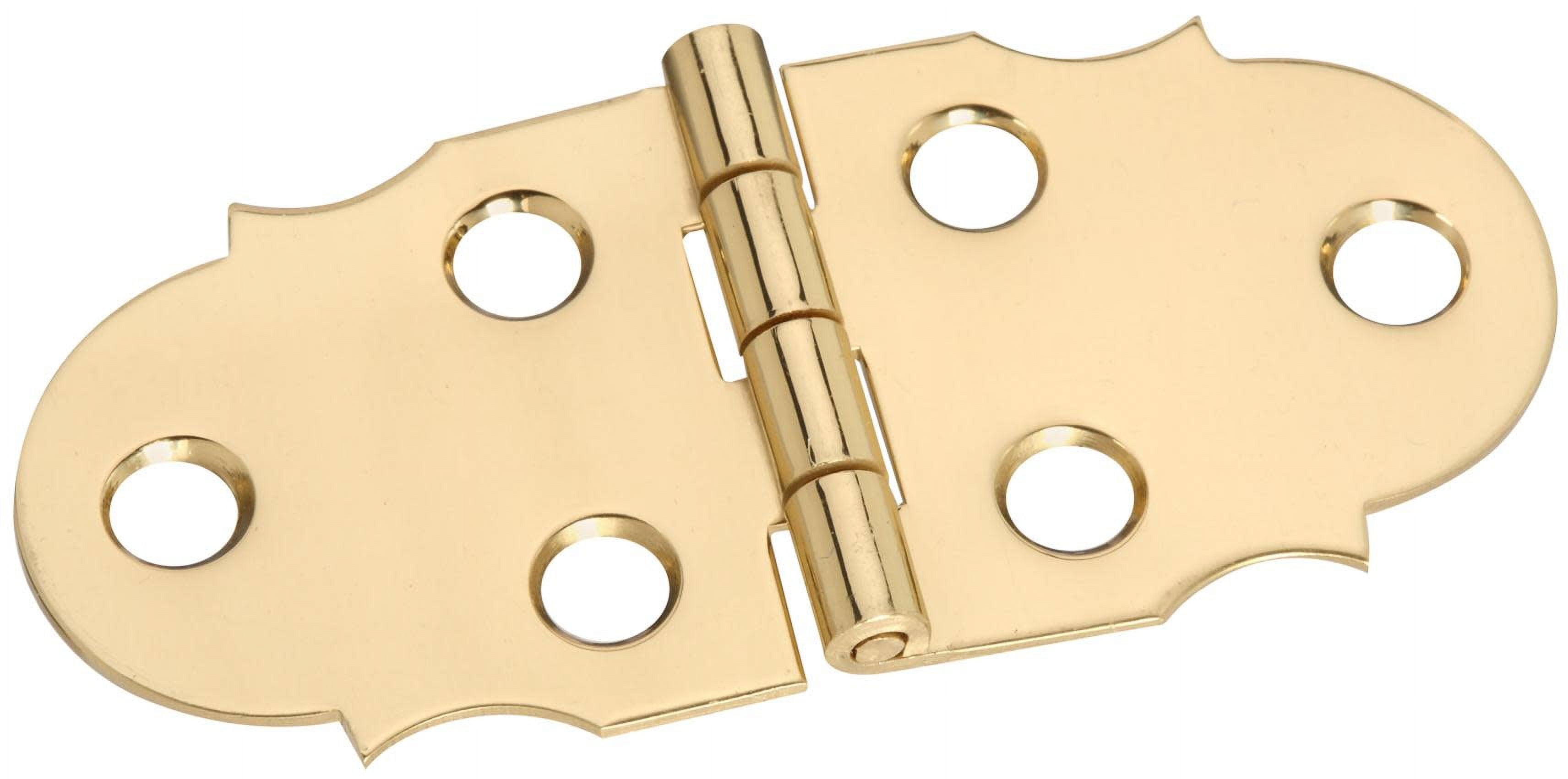 Solid Brass Decorative Cabinet Hinges, 2-Pack