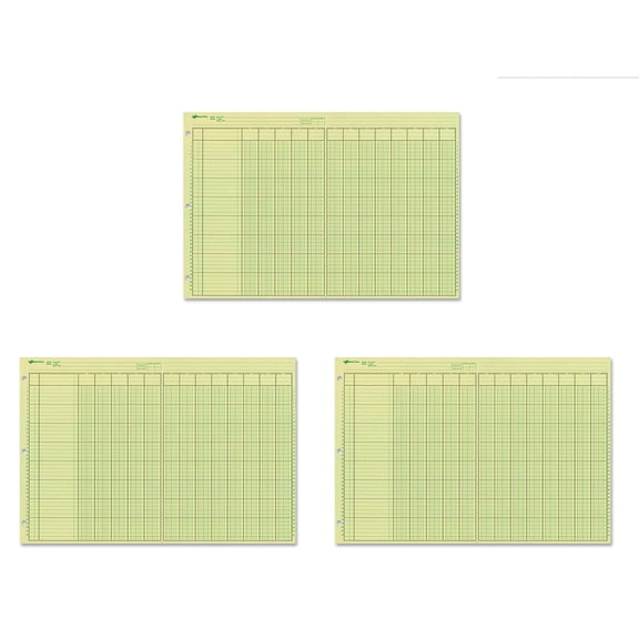 National Analysis Pad, 13 Columns, Green Paper, 11 x 16.375", 50 Sheets, Sold as 3 Pack 45613