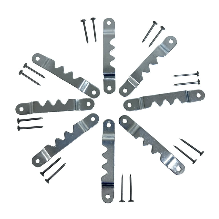 National Artcraft 1 5 8 Sawtooth Picture Hangers with Nails Perfect for DIY Frames Artwork or Pictures Pkg 144