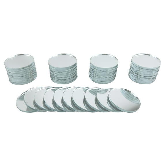 National Artcraft 1" Round Glass Mirror Mosaic Tiles for Crafts, Home Dcor, Lace and DIY Projects - (50/Box)