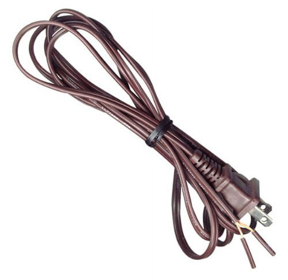 Brown Plastic Covered Lamp Cord, 6 Foot Long, 18 Gauge