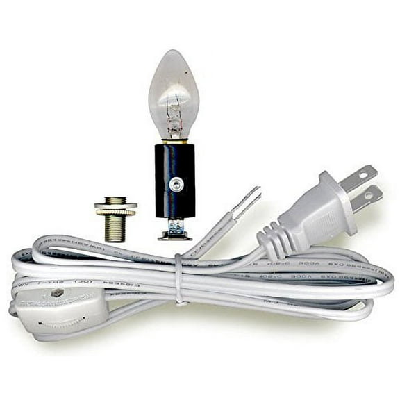 National Artcraft 6' White Lamp Cord Set with Quick-Connect Socket, Switch and Bulb