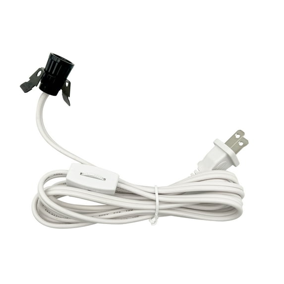 National Artcraft® 6' White Replacement Lamp Cord with Clip-In Candelabra Socket and Rotary Switch (Pkg/2)