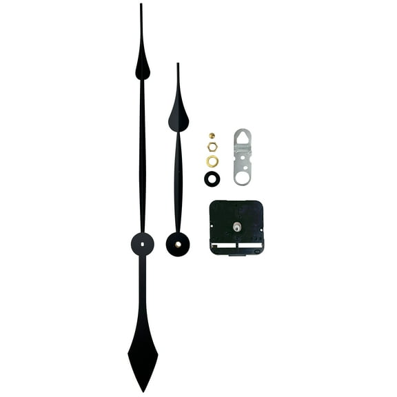 National Artcraft Clock Movement Kit with Large Black Hands and Mechanism with 7/16 Inch Shaft - Fits Face Thickness up to 5/16 Inch