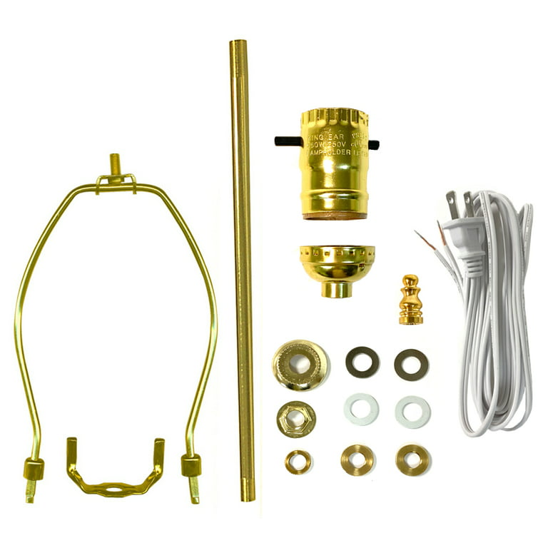 National Artcraft Easy Lamp Making Kit With Shade Harp, Straight Pipe, Cord  And Socket Has The Parts For Creating A New Lamp Or Repairing An Old One.  (Pkg/4) 