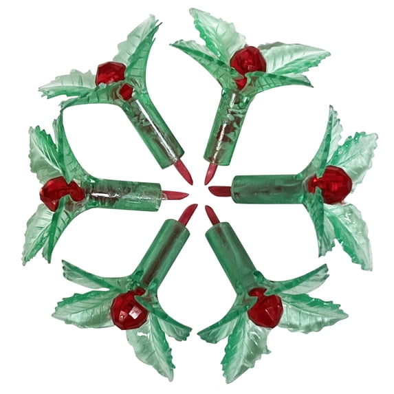 National Artcraft Green and Red Holly Light Ornaments for Ceramic Trees - (50/Pack) (50/pack)