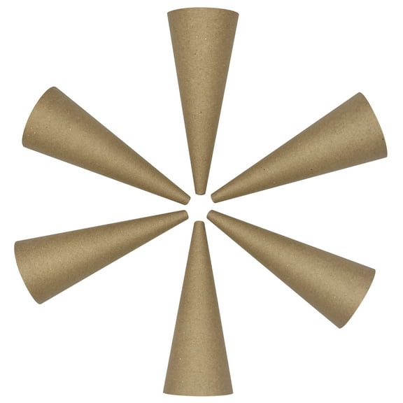National Artcraft® Heavyweight 7" Cardboard Fiber Cone with 3/16" Hole in the Top - Perfect for Angels, Dolls or Tree Toppers (Pkg/6)