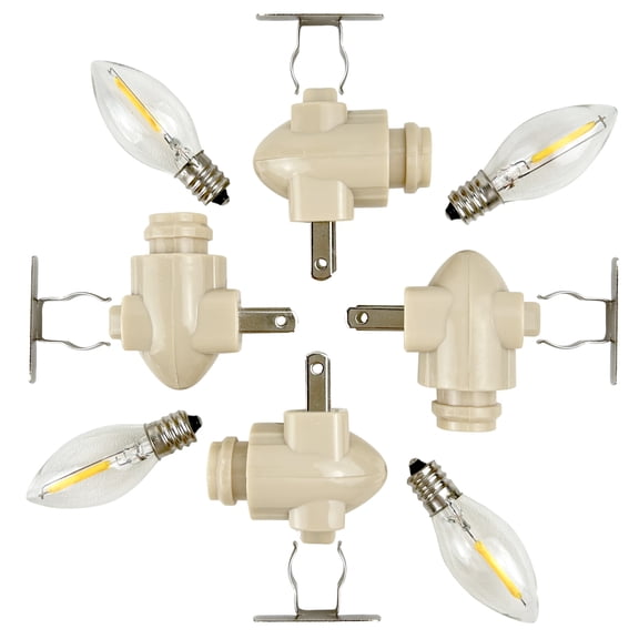 National Artcraft Ivory Plug-In LED Night Light Kit with Manual On/Off Switch and Metal Shade Clip - UL Certified - Perfect for Hallway, Bathroom, Bedroom and Nursery - 4/Pack