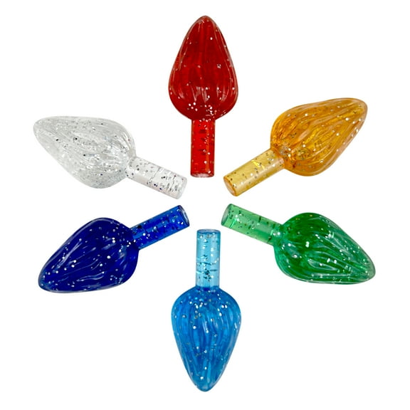 National Artcraft® LARGE MULTI-COLOR GLITTER Twist-Style Ceramic Christmas Tree Lights - 25/pack