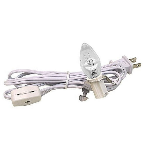 National Artcraft Lamp Cord Replacement Cord Set w/Bulb, Socket and Switch, 6ft. White